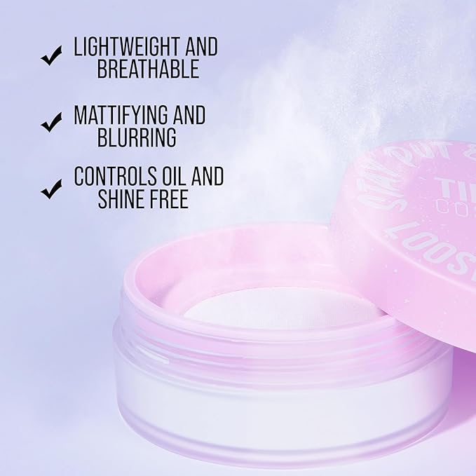 Oil Control loose setting powder Translucent, 24H Long-lasting White Blurring Powder with Puff for Oily Skin, Soft-focus Shine-Free Matte Finish Makeup Talc Free, 0.53Oz (02 White)