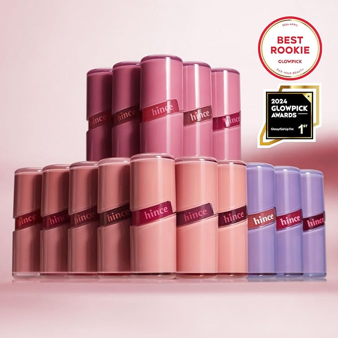 HINCE 2PCS Glossy & Dewy Lip Stain, Pink Pepper & Bite Raw Glow Gel Tint, Non-Sticky & Hydrating, Long-Wearing Vegan Lip Tint, 0.13 fl.oz. (PINK PEPPER, BITE)