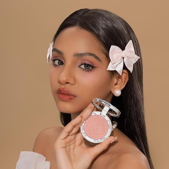 Flower Knows Swan Ballet Embossed Blush 05 Dreamy Season+Butterfly Cloud Collar Angled Powder Brush Pearly Moonlight