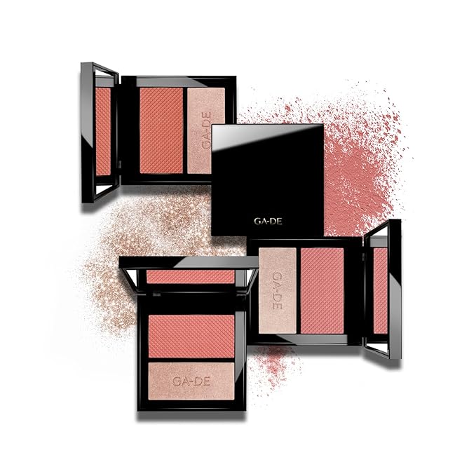 GA-DE Velveteen Blush and Shimmer Duet, 50 - Formulated with Micronized Pearls and Pigments for Sculpting Face and Décolleté - Paraben-Free - 0.26 oz