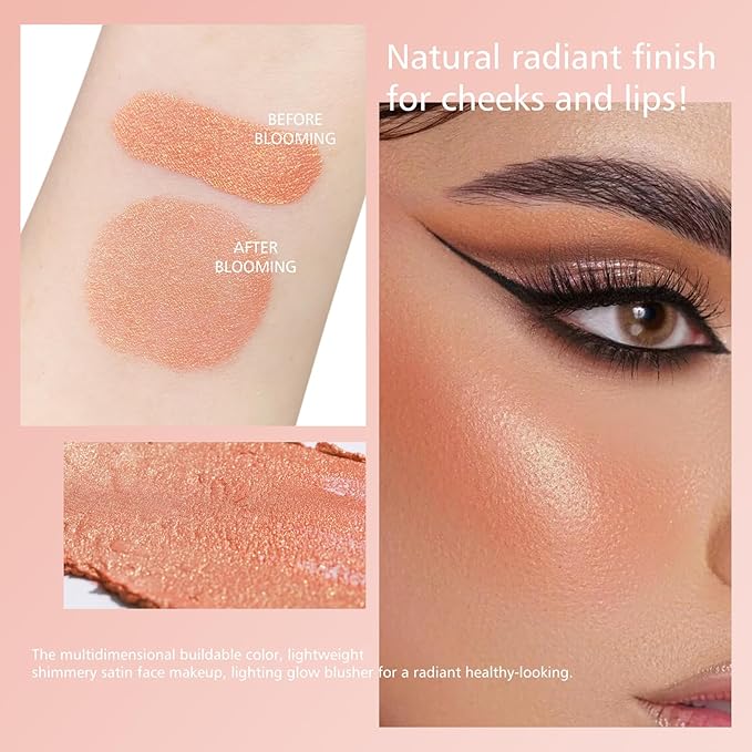 KYDA Marble Liquid Blush, Radiant Marbleized Blush for Cheek, Multidimensional Buildable Color, Lightweight Shimmery Satin Face Makeup, Lighting Glow Blusher, 05 Golden Orange