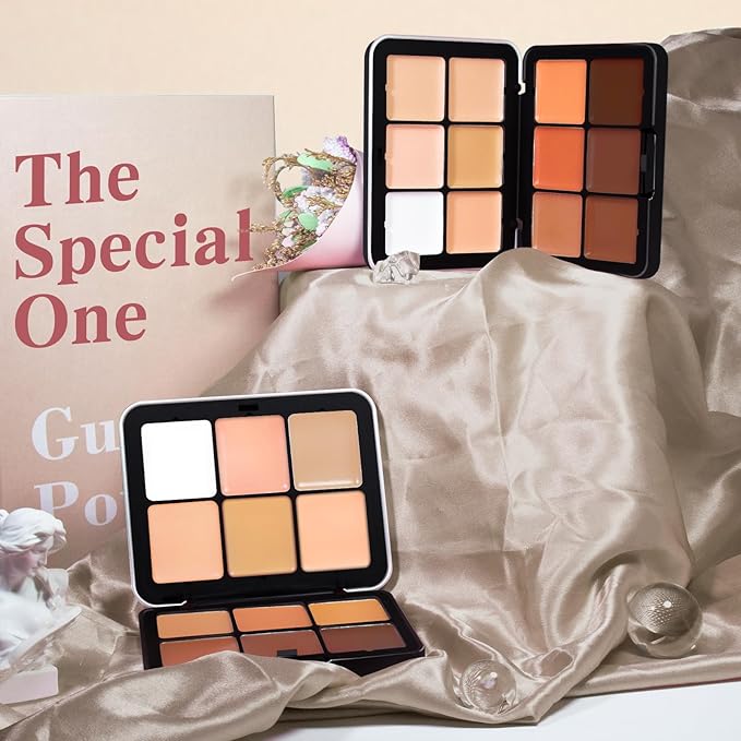 12 Colors Cream Concealer Foundation Palette, Long-Wearing Smudge Proof Blendable Full Coverage Cream Contour Blush Highlighter Color Correcting Concealer Foundation Palette Makeup