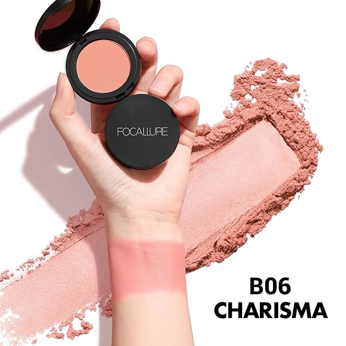 FOCALLURE Silky Face Pressed Blush,High Pigment Mineral Blusher,Create a Fade-free Flawless Finish and Give your Skin a Natural Glow,Lightweight Facial Blusher Makeup,CHARISMA