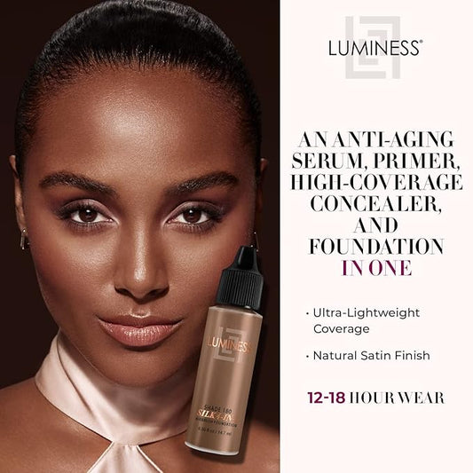 Luminess Air Silk 4-In-1 Airbrush Foundation- Foundation, Shade 180 (.5 Fl Oz) - Sheer to Medium Coverage - Anti-Aging Formula Hydrates and Moisturizes - Professional Makeup Kit for Cordless Air Brush