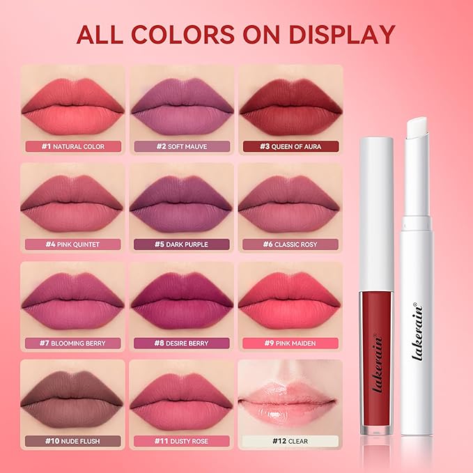 Long Lasting Moisturizing Lip Gloss Set,High Pigmented Lip Stain Hydrating Liquid Lipstick Lip Balm,Waterproof Smooth Shiny Matte Glossy Finish Lip Makeup Kits(#3-Queen of Aura, Pack of 2)