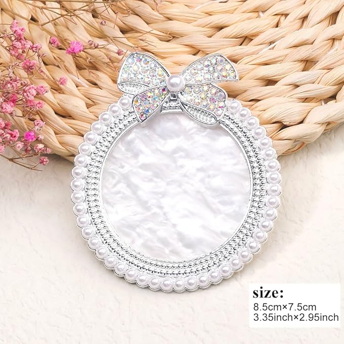 Resin Nail Art Palette, Nail Art Painting Mixed Color Palette, Bow Decorated with Rhinestones and Pearls Nail Art Display Board (Silver)