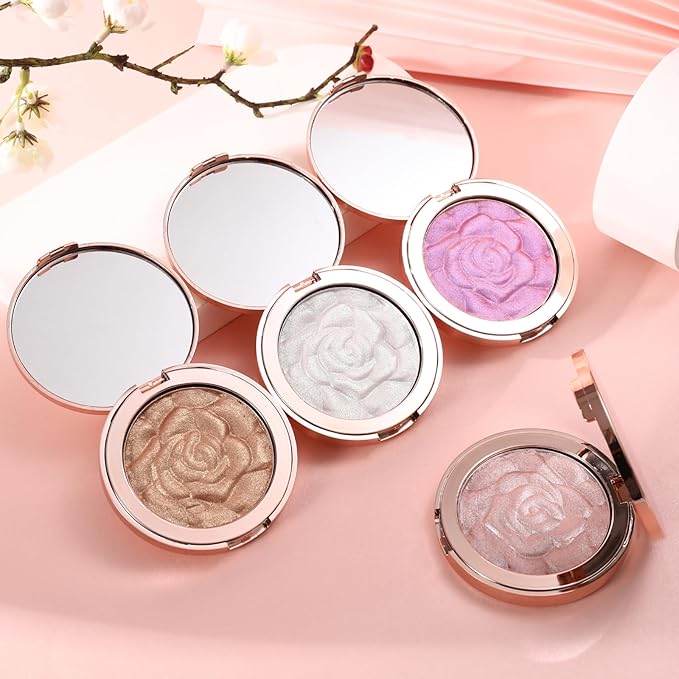 Highlighter Palette - Cream, Long Lasting Glitter Highlighter Makeup - Purple