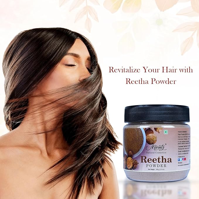 100% Natural Reetha Powder | (100 gms) Pure Aritha Powder for Hair care | Herbal (Sapindus Trifoliatus) Reetha Powder for Hair | Ayurveda Hair Pack for Hair Growth | Ritha Powder DIY Hair Mask