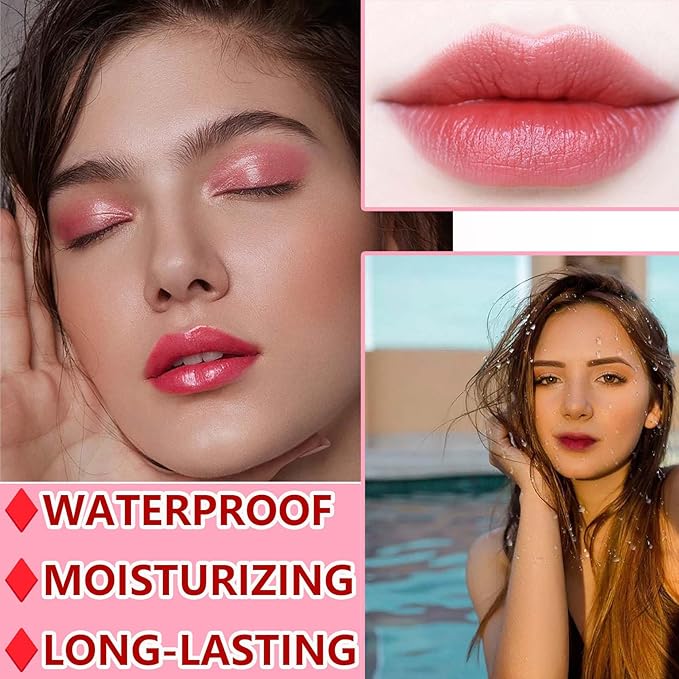 6 Colors Lip Tint Stain Set,Mini Velvet Lip Tint Watery Lip Stain Long Lasting Waterproof Moisturizing Lip & Cheek Tint,Hydrating,Natural Glossy Liquid Lipstick Lip Gloss Kits for Women (Set D)