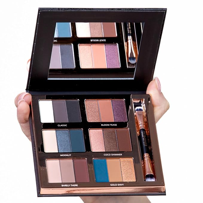 LUMINESS Airbrush Flawless 4-PC Makeup Kit - Includes Eyeshadow Palette, Airbrush Foundation, Primer & Makeup Brushes - Long-Lasting, Silky, Easy to Blend Make Up Set, Travel Size (13 - Deep)