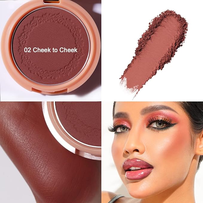 Oulac Blush Makeup For Cheeks in Dark Shade,High Pigment, Easy To Blend,02 Cheek to Cheek & 06 Dance With Me
