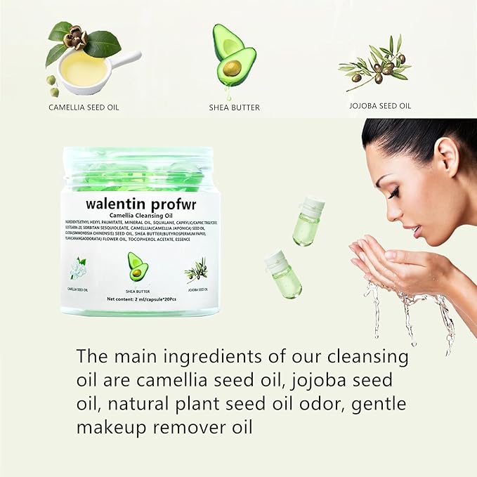 Moisturizing Cleansing Oil for Face Mini 20 Pcs Individually Packaged Gentle Makeup Remover Travel Size Essential Camellia Seed Nourishing Deep Cleansing Oil for Skin