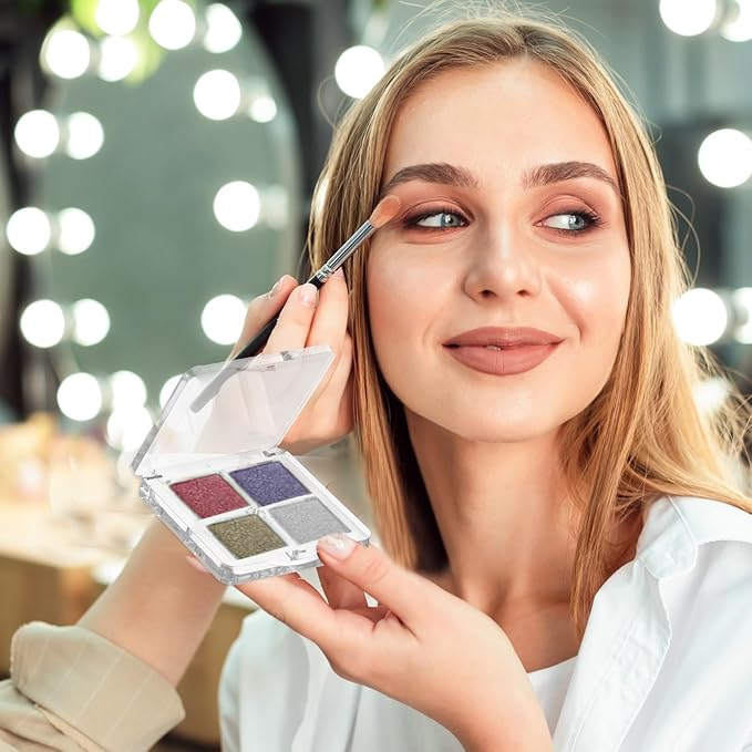 4 Pieces Empty Makeup Palette Portable Eyeshadow Pan Empty Lipstick Box DIY Eyeshadow Powder Blush Lipstick Palette Dispensing Storage Boxes Transparent Container