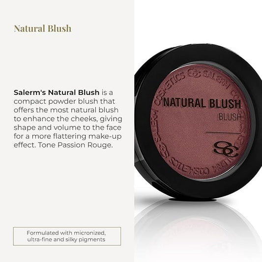 SALERM - Compact Powder Blush - Natural Blush - 8 g - Tone Passion Rouge - Natural-Looking Blush - Long-Lasting - Soft and Lightweight Texture - Buildable Coverage