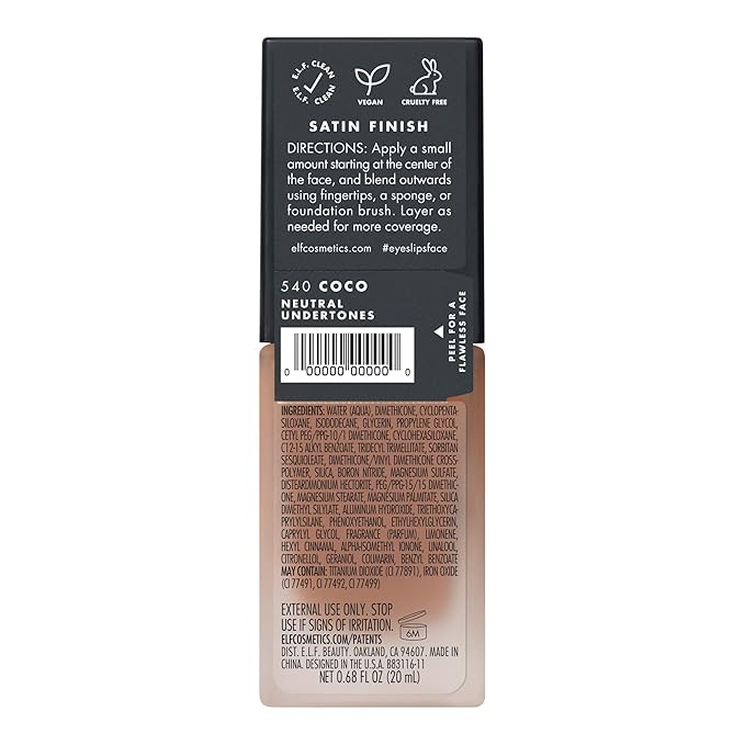 e.l.f. Flawless Finish Foundation, Lightweight & Medium Coverage, Semi-Matte Finish, Coco, 0.68 Fl Oz (20mL) (Pack of 2)