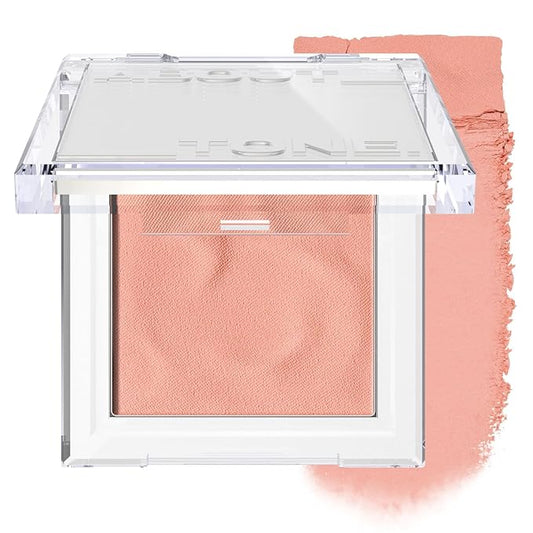 Fluffy Wear Blusher - Pressed Powder Cheek Blush with Airy and Soft Matte Blurring Finish Blendable & Buildable Natural Color Korean Makeup Vegan (05 DAILY CORAL)