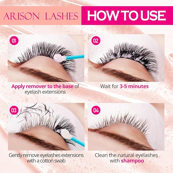 ARISON LASHES Lash Remover For Eyelash Extension Cream Remover Low Irritation Cream Remover for Sensitive Skin Fast Dissolution Professional Eyelash Extensions Salon Use(Peach)