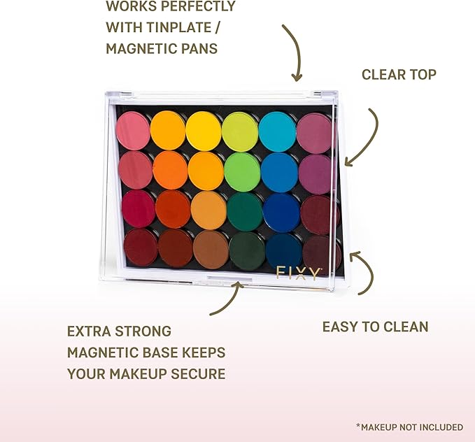 FIXY Small Magnetic Makeup Organizer with Clear Top – Depot, Organize & Declutter Your Makeup–Travel-Friendly Empty Palette for Eyeshadow, Blush & More, Customizable & Portable- 5.7"x4.3"