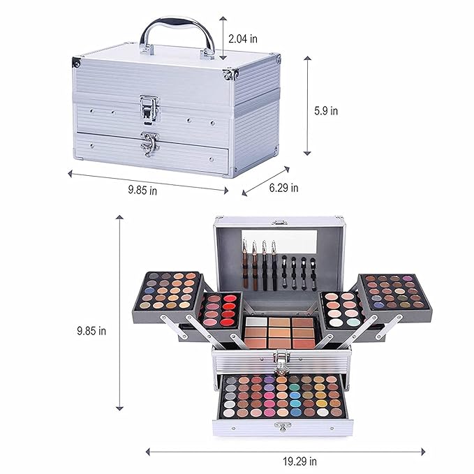 132 Color All- In- One Makeup For Women Full Kit,Professional Makeup Kit,Makeup Gift Set for Women,Girls&Teens,Include eyeshadow/lipstick/concealer/Lip Gloss/Eyeliner/Mascara(006N2-Silver)