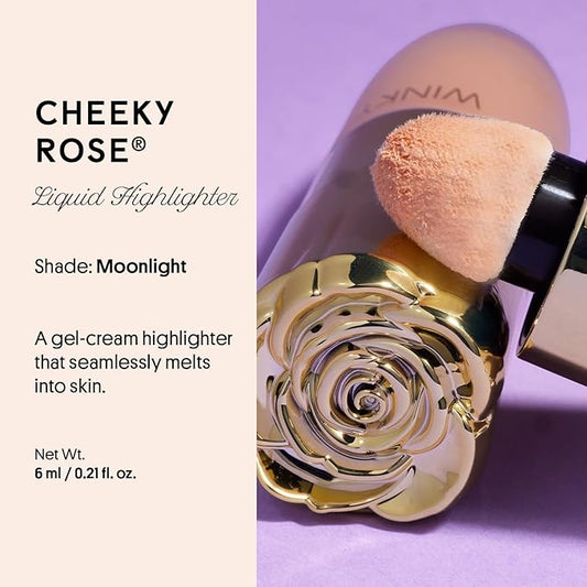 Winky Lux Cheeky Rose Liquid Highlighter, Gel Cream Blush Wand, Blendable & Buildable Pigment, Long Lasting Weightless, Moonlight