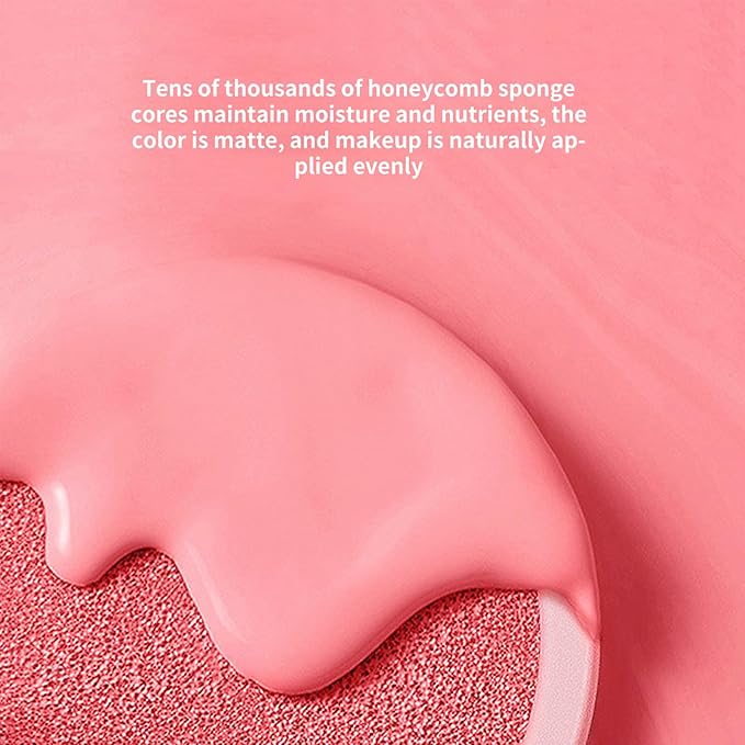 BLUE LOVE Cushion Liquid Blush - Silky Cream Formula for Cheeks, Natural Glow Makeup with Sheer Finish, for Contouring and Highlighting (02# Peach Pink)