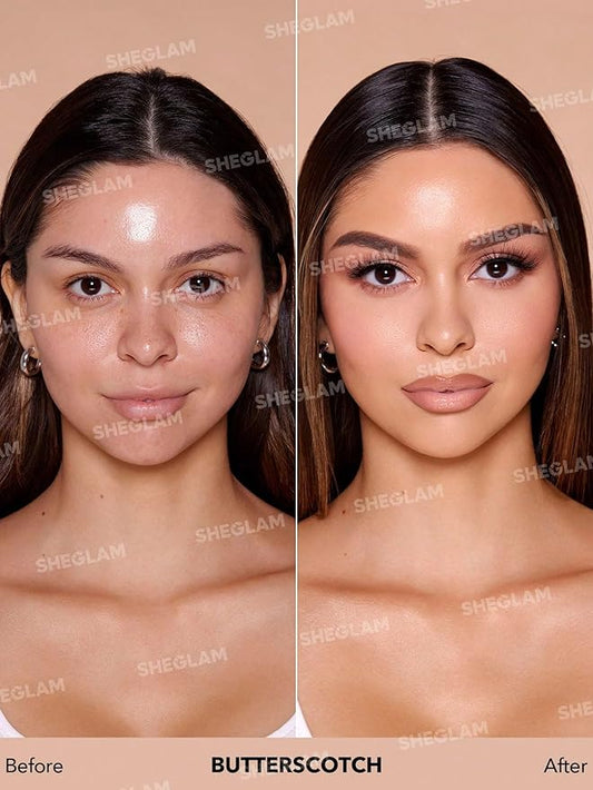 SHEGLAM Skinfinite Hydrating Foundation Flawless Dewy Foundation Hydrating Coverage Invisible Pore Concealer Pore-less Non-Greasy Lightweight Natural Soft Liquid Foundation-Butterscotch