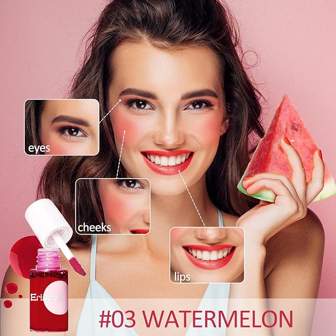 Erinde Water Lip Tint Stain, Mini Liquid Lipstick, Long Lasting Waterproof Lip & Cheek Stain, Non-Stick Cup Korean Lip Gloss, Lightweight, Transfer-Proof, Matte Finish Travel Size Lip Makeup