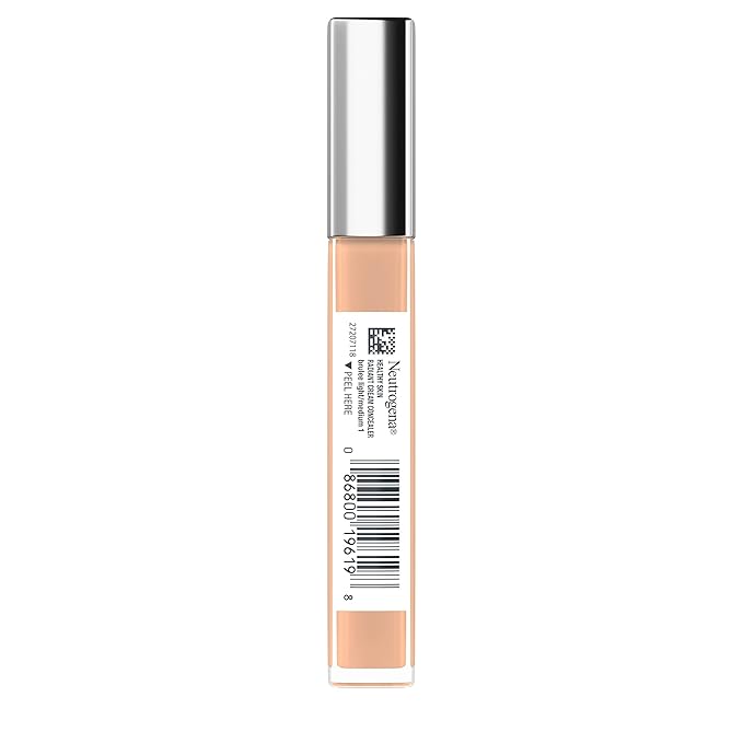 Neutrogena Healthy Skin Radiant Brightening Cream Concealer with Peptides & Vitamin E Antioxidant, Lightweight Perfecting Concealer, Brulee Light/Medium 01 cool undertones, 0.24 oz