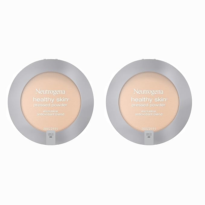 Neutrogena Healthy Skin Pressed Makeup Powder Compact with Antioxidants & Pro Vitamin B5, Evens Tone, Minimizes Shine & Conditions, Light to Medium 30.34 oz (Pack of 2)