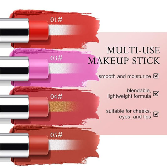 Boobeen Cream Blush Stick for Cheek and Lips, Soft and Blendable Natural Flush, Long-Lasting Dewy Blusher Makeup, Multi-Use Blush, Buildable Glow for Face