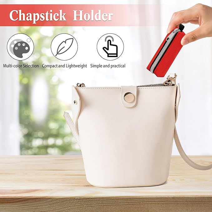 Chapstick Holder, 3 Pcs Lip Balm Sleeve Pouch Portable Lipstick Holder Bag Clip-on Makeup Travel Accessories Great Stuffers Gift for Women