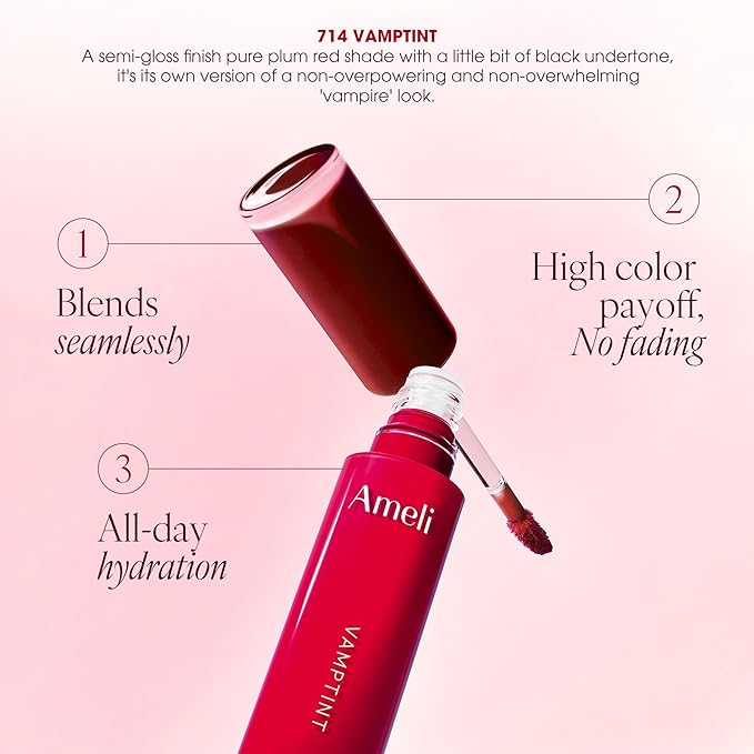 NARCISSISM LIP TINT 714 VAMPINT, Soft Shine Tinted Lip Stain, Conditions Lips + Gives a Natural, Dewy Flush (4.5g, 0.01 oz.)