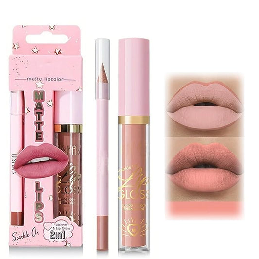 Lipstick and Lip Liner Combo Set, 2 in 1 Liquid Lip Liner Set, Lip Kit With Lip Liner and Gloss, Lip Gloss and Lip Liner Set, Lip Makeup, Matte Lipstick Beauty Daily Cosmetics Gift for Girls (#18, s)