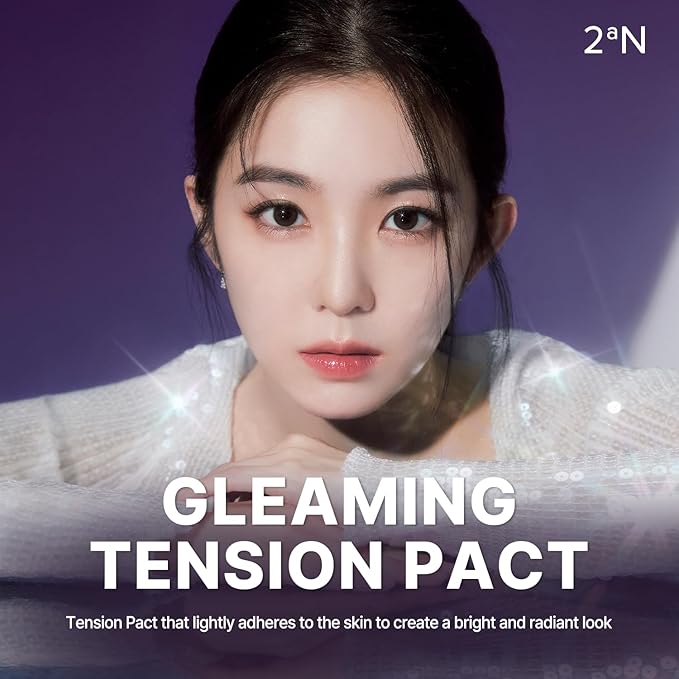 2aN Gleaming Tension Cushion Foundation Pact (#29 Caramel Beige) + Pure Glash Highlighter (OR01 Peach Beam) Peachy Glow Makeup Set