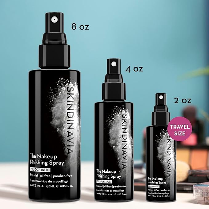 Skindinavia The Makeup Finishing Spray, Oil Control Makeup Setting Spray, All-Day Wear, Long-Lasting Up to 16+ Hours, Heat-Resistant & Waterproof, Fine Mist, 4.0 Oz