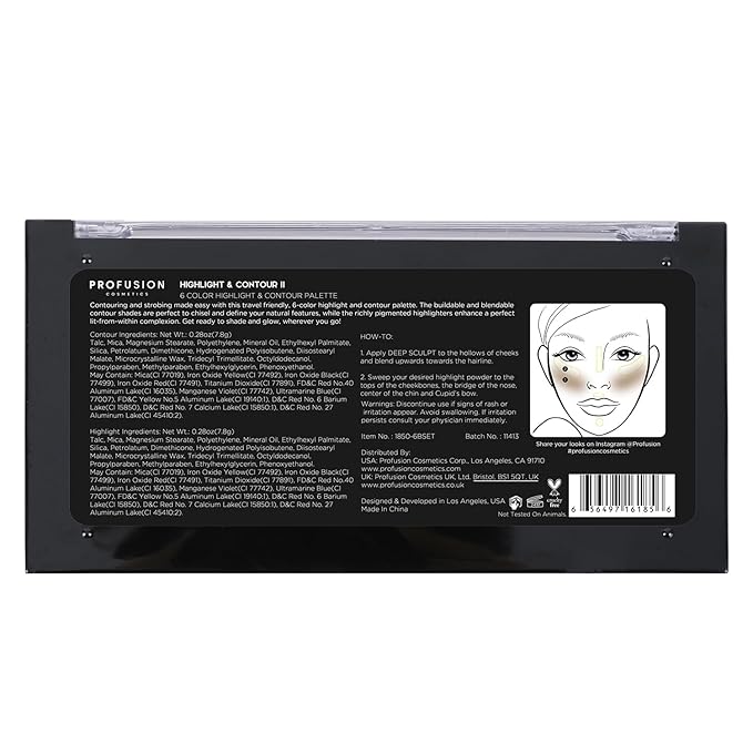 Profusion Cosmetics Rich Ingredients Long Lasting and Bendability Lightweight Mini Artistry Highlight & Contour II Palette - Medium Dark