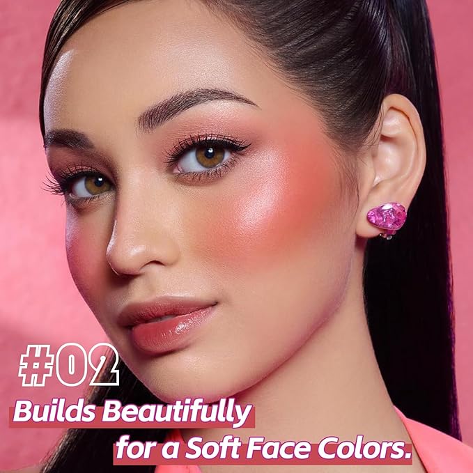 Boobeen Soft Liquid Blush Makeup for Cheeks, Lightweight and Buildable, Thin Cheek Makeup Stick for Natural Flush Color, Cream Blush Easy to Blend, With Build in Brush
