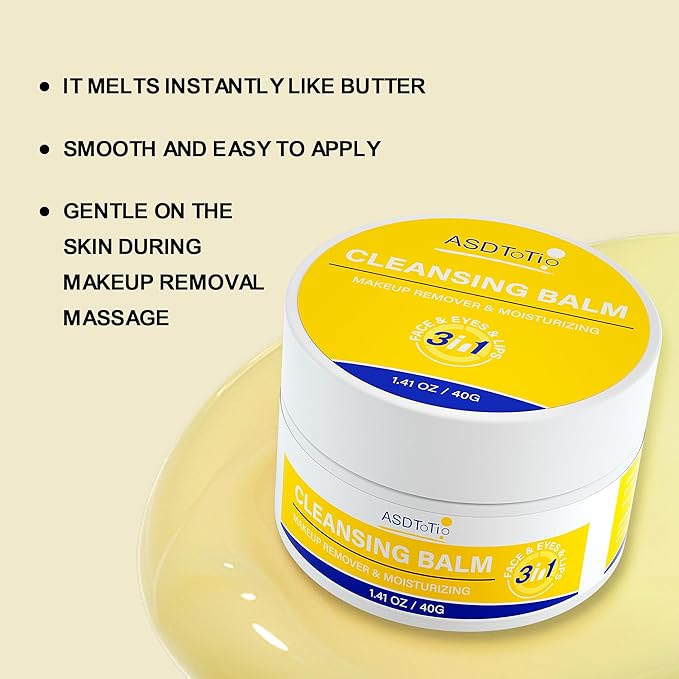 3 in 1 Cleansing Balm- Eye Face Lip Cleansing Balm Makeup Remover,Natural Gentle, Deep Cleaning, Made for All Skin Types