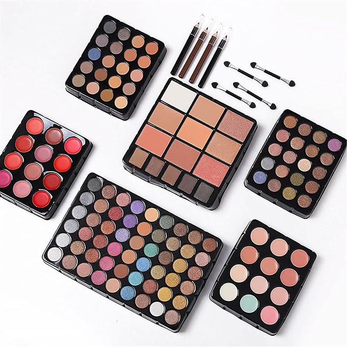 All In One 132 Color Makeup Kit, Professional Case, Teen Girls Set, Multicolor Eyeshadow Palette (006N1-Pink)