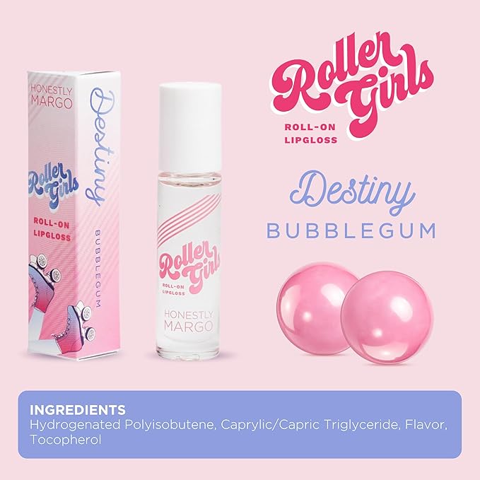 Roller Girl Roll-On Lip Gloss (Bubblegum Destiny, Pack of 2) – Lip Gloss for Women with Hydrating Vitamin E & Moisturizing Shine, Lightweight Your Lip Stain, Non Stick Gloss