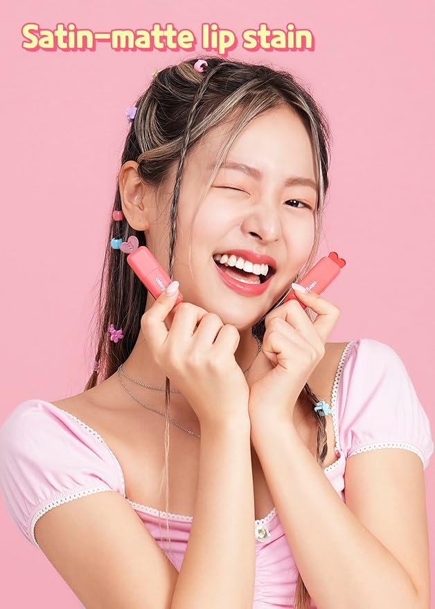 COLORGRAM Juicy Blur Tint 08 Cooling Strawberry + All In One Over-Lip Maker 01 Warm Peach Bundle