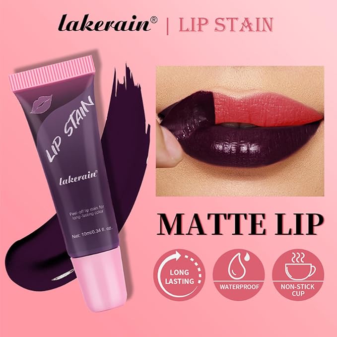 3 Colors Peel Off Lip Stain Detachable Lip Liner Set Long Lasting Lip Stain Peel Off Waterproof Non-sticky Matte Nude Lip Gloss Highly Pigmented Tattoo Lip Tint Stain Color