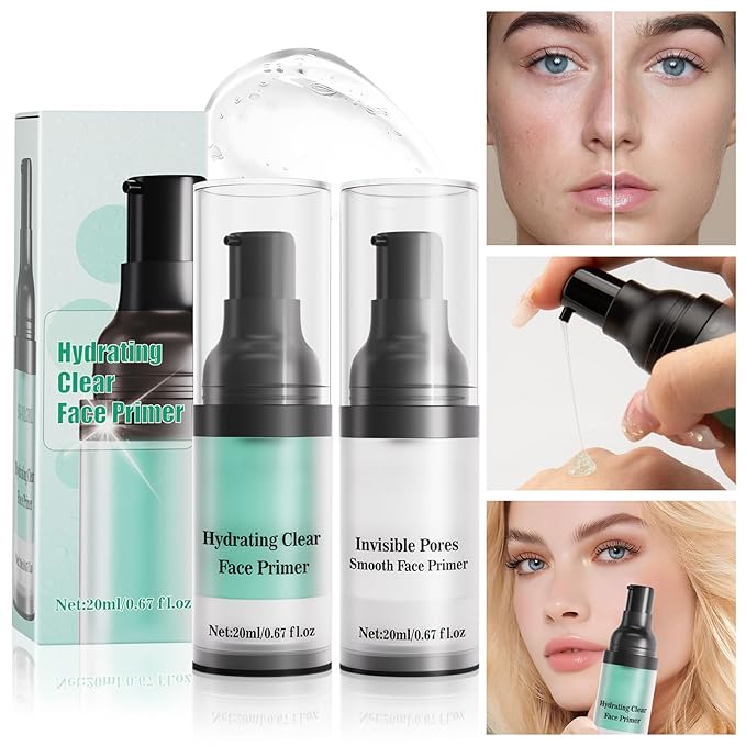 2Pcs Poreless Smoothing Face Primer & Hydrating Face Primer,Restoring Makeup Primer For Flawless,Smooth Skin & Long-Lasting Makeup,Fills In Pores & Fine Lines,Vegan & Cruelty-free