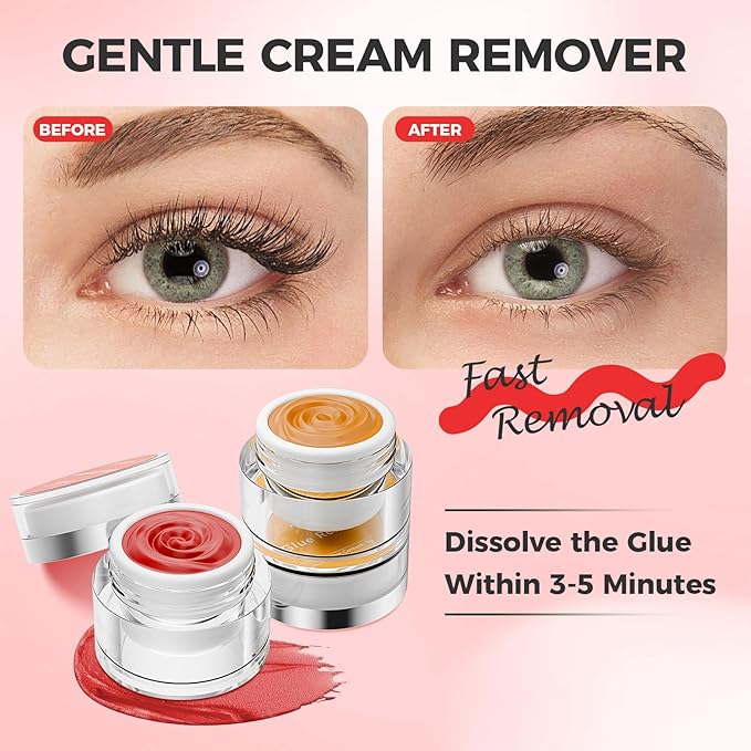 Eyelash Extension Remover Cream, Professional Lash Remover for Lash Extensions, Low Irritation, Fast Dissolution, Lash Extension Remover Cream for Salon Use, 5g (Strawberry)
