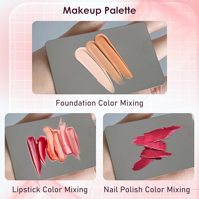 EKIND Makeup Mixing Palette, Stainless Steel Ring Palette with Makeup Spatula for Mixing Foundations, Lipsticks