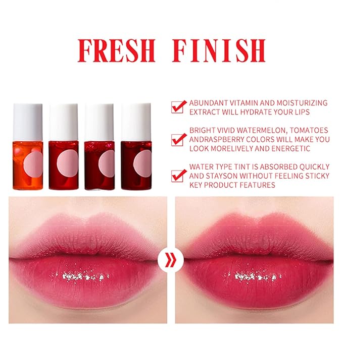 Lip Tint Stain Set, Long Lasting Lip Makeup, Gloss bling Non-sticky (2 Colors B)