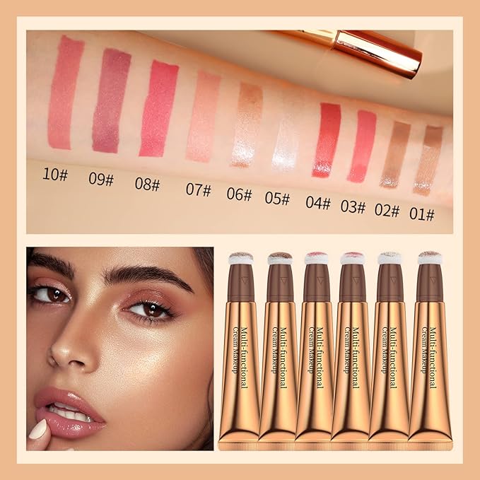 Contour Beauty Wand, Liquid Face Concealer Contouring/Highlighter/Blusher Stick with Cushion Applicator, Long Lasting Natural Matte Finish, Lightweight Blendable Silky Cream Contour Stick