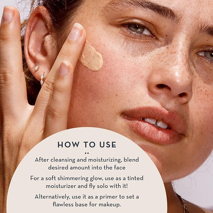 Glowing Skin Makeup Primer and Moisturizer - Vegan Hydrating Primer Face Makeup Pore Minimizer and Tinted Moisturizer for Face Care with Organic Base - Premium Face Primer for Makeup (Sun Kissed)