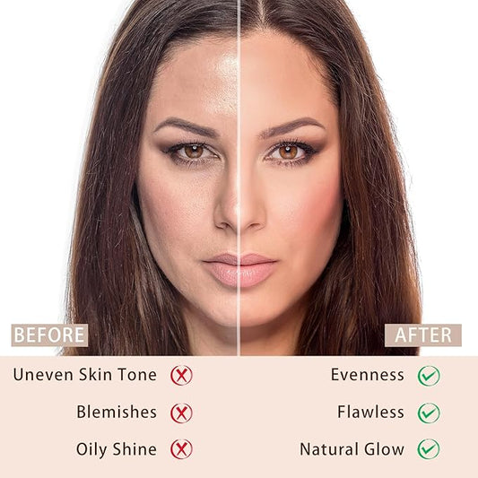 Liquid Foundation Lightweight Longwearing Face Makeup Foundation,Medium Coverage,Oil Control,For Dry, Combination to Oily Skin(Ivory White)