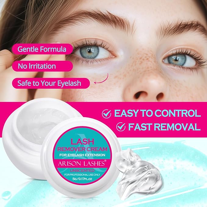 ARISON LASHES Lash Remover For Eyelash Extension Cream Remover Low Irritation Cream Remover for Sensitive Skin Fast Dissolution Professional Eyelash Extensions Salon Use(Unscented)